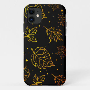 Touch von Elegance Copper-Blätter auf Schwarz Case-Mate iPhone Hülle