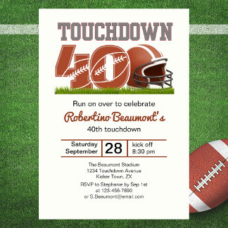 Touchdown 40 Funny Football 40. Geburtstag Einladung