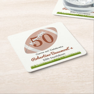Touchdown 50 Funny Football 50. Geburtstag Rechteckiger Pappuntersetzer