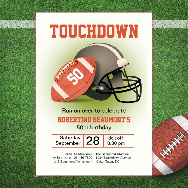 Touchdown 50 Vintag Football 50. Geburtstag Einladung (Von Creator hochgeladen)