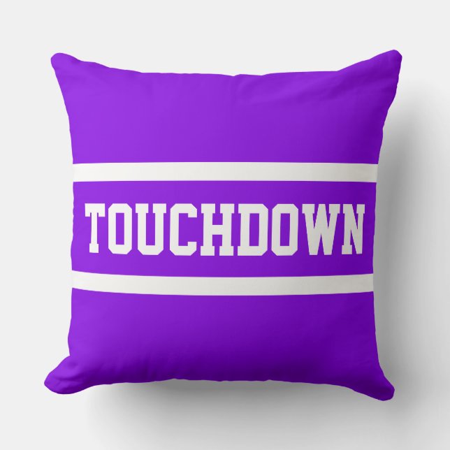 TOUCHDOWN Athletic Fun Bright Purple White Stripes Kissen (Vorderseite)