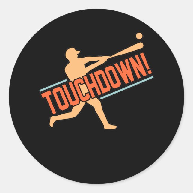 Touchdown Baseball Player Sports Lover Coach Graph Runder Aufkleber (Vorderseite)