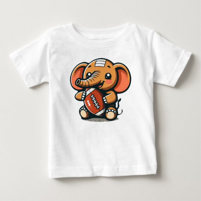 Touchdown Elephant: Cartoon Football Baby T-shirt (Vorderseite)
