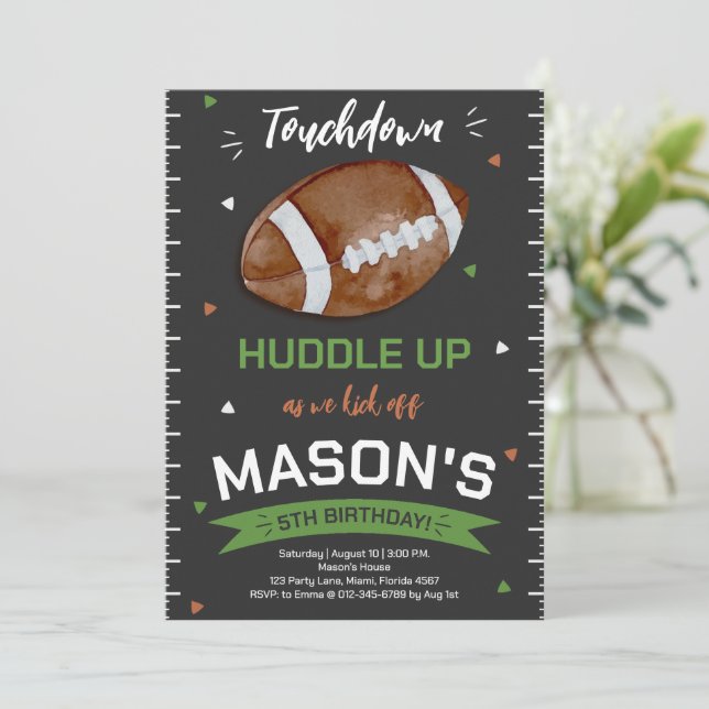Touchdown Football Geburtstag Einladung (Stehend Vorderseite)