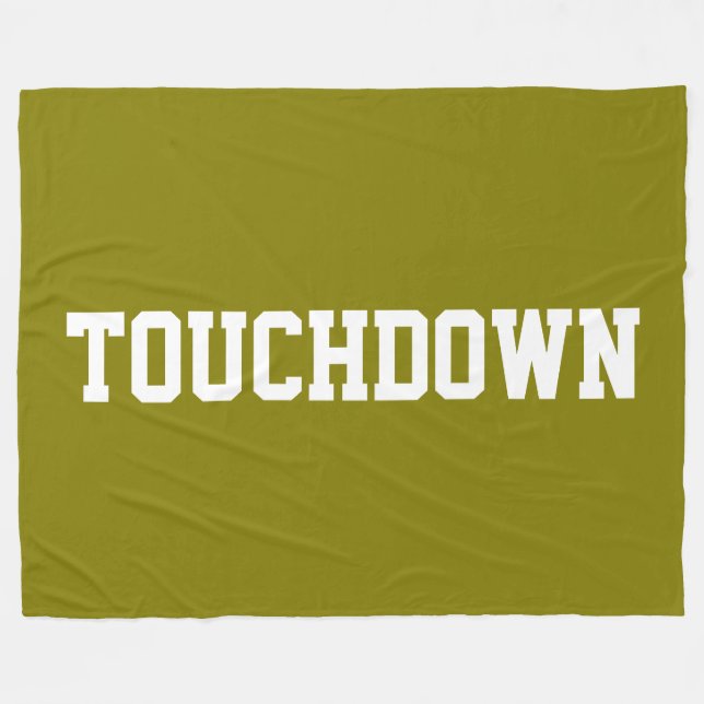 TOUCHDOWN Golden Olive Athletic White Block Text  Fleecedecke (Vorderseite (Horizontal))