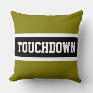 TOUCHDOWN Golden Olive Schwarz Weiß Streifen Kissen