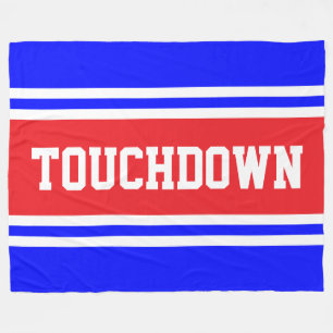 TOUCHDOWN Helle Rot-Weiß-Blau-Rennstreifen Fleecedecke