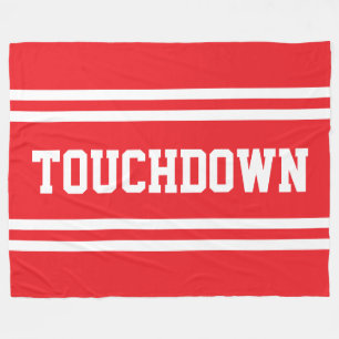 TOUCHDOWN Helle rote weiße Text-Rennstreifen Fleecedecke