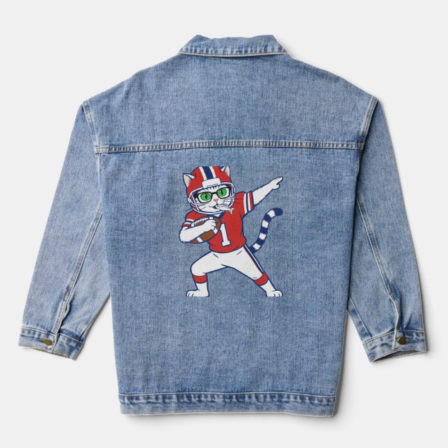 Touchdown-Katze  Jeansjacke (Rückseite)