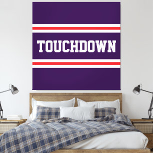 TOUCHDOWN Lila Rot Weiße Text Rennstreifen Leinwanddruck