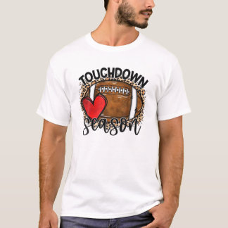 Touchdown Season With Leopard And Bleached Footbal T-Shirt