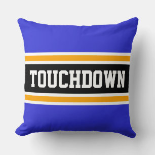 TOUCHDOWN Sporty Black Yellow Navy Streifen Kissen