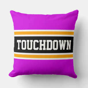 TOUCHDOWN Sporty Bold Pink Black Yellow Stripes Kissen