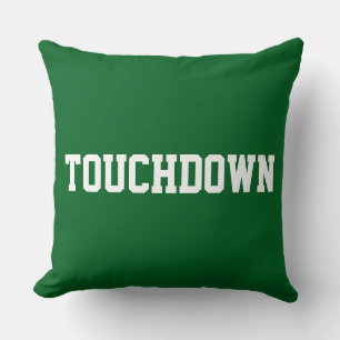 TOUCHDOWN Sporty Weißer Fußballtext Tiefgrün Kissen