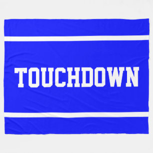 TOUCHDOWN Sporty Weißer Text Streifen Auf Königbla Fleecedecke