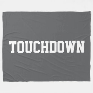 TOUCHDOWN Tiefgrau Athletik-Weiß Blocktext Fleecedecke