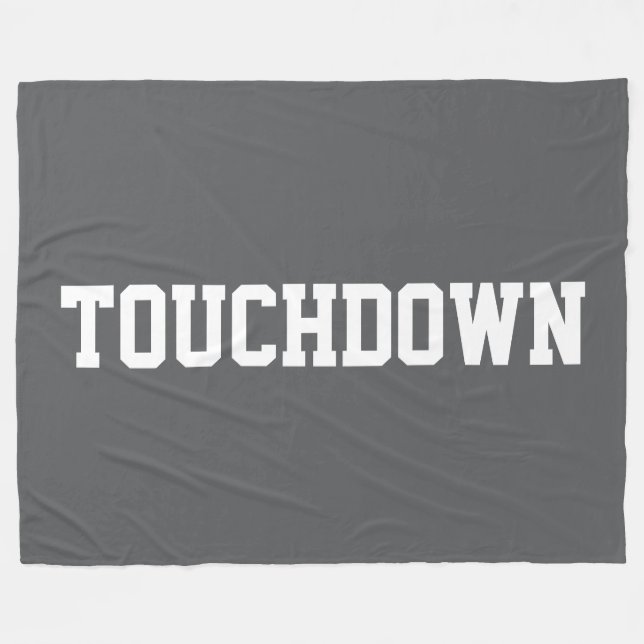 TOUCHDOWN Tiefgrau Athletik-Weiß Blocktext  Fleecedecke (Vorderseite (Horizontal))