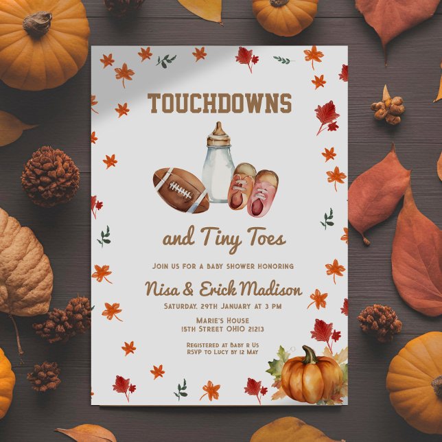 Touchdown Tiny Toes Football Couples Baby Dusche Einladung (Von Creator hochgeladen)
