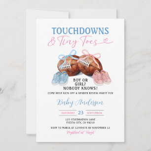 Touchdown & Tiny Toes Football Milk Gender Reveal Einladung