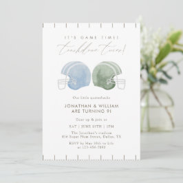 Touchdown Twins Football Helmet Birthday Einladung