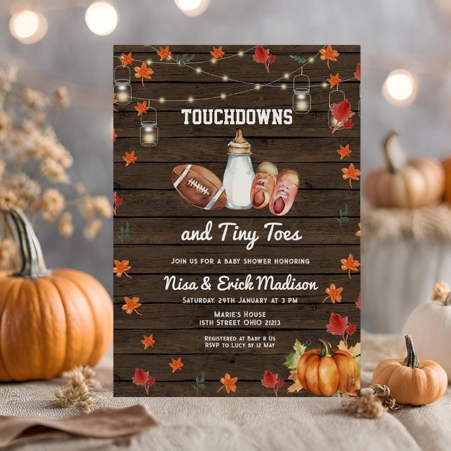 Touchdown und Tiny Toes Football Milk Baby Dusche Einladung (Von Creator hochgeladen)