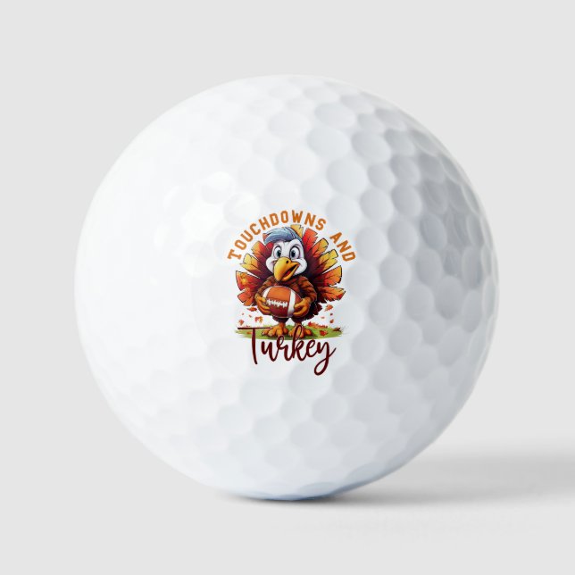 Touchdown und Türkei-Erntedank Golfball (Vorderseite)