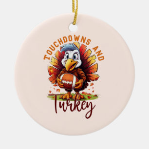 Touchdown und Türkei-Erntedank Keramik Ornament