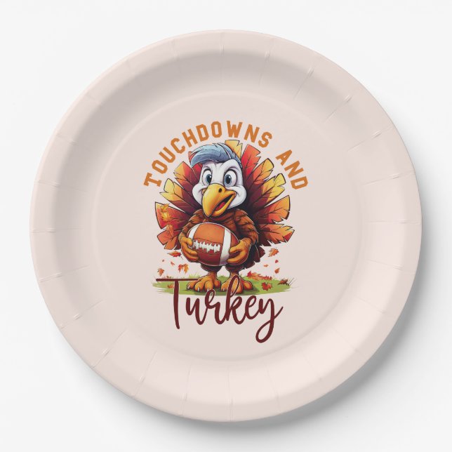 Touchdown und Türkei-Erntedank Pappteller (Vorderseite)