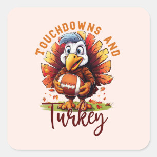 Touchdown und Türkei-Erntedank Quadratischer Aufkleber