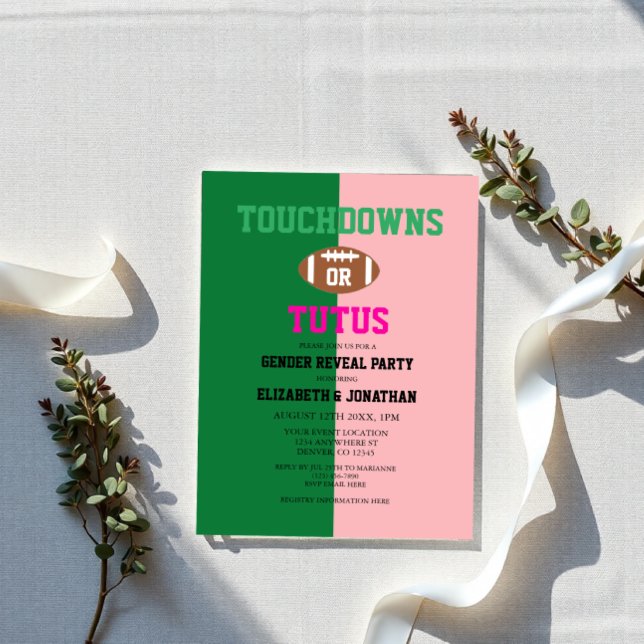 Touchdowns oder Tutus Gender Reveal Acryleinladungen (Von Creator hochgeladen)