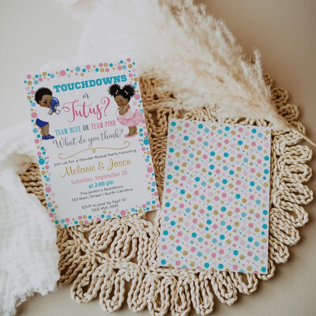 Touchdowns oder Tutus Gender Reveal Einladung (Von Creator hochgeladen)