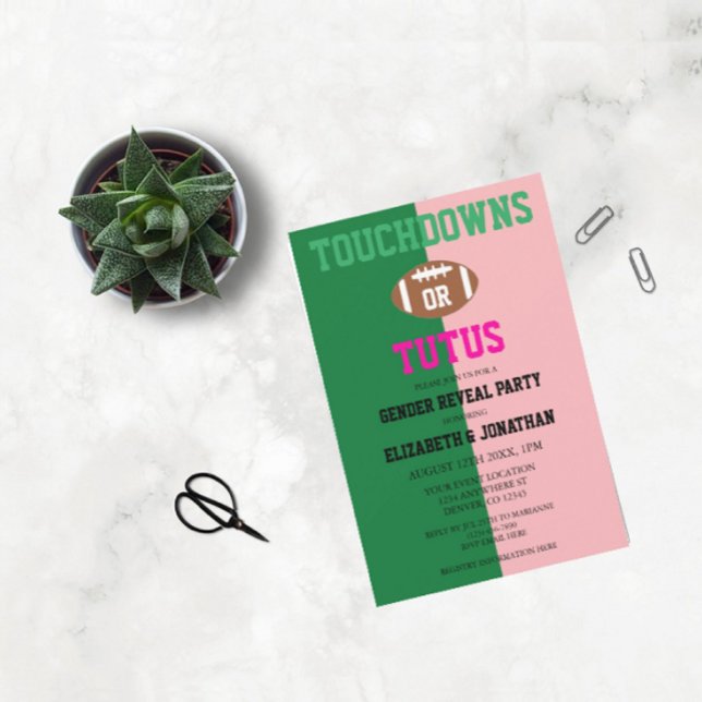 Touchdowns oder Tutus Gender Reveal Einladung (Von Creator hochgeladen)