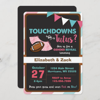Touchdowns oder Tutus Gender Reveal Einladung