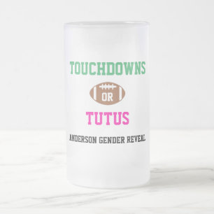 Touchdowns oder Tutus Gender Reveal Mattglas Bierglas