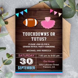Touchdowns oder Tutus Gender Reveal Party Einladung
