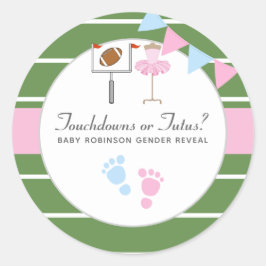 Touchdowns oder Tutus Gender Reveal Party Runder Aufkleber