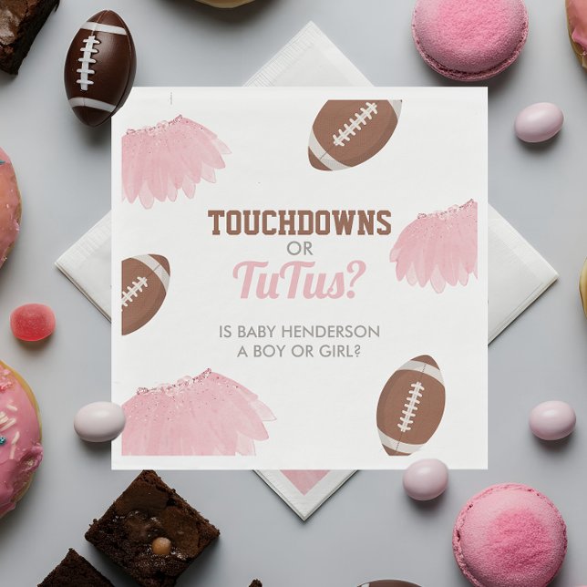 Touchdowns oder Tutus Gender Reveal Serviette (Touchdowns or Tutus Gender Reveal Paper Napkin)