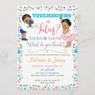 Touchdowns oder Tutus Gender Reveitation Einladung
