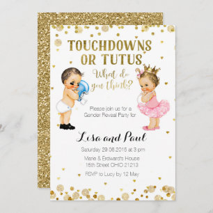 Touchdowns oder Tutus Gender-Umfrage Gold Einladung