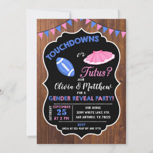 Touchdowns oder Tutus-Geschlecht offenbaren Party Einladung