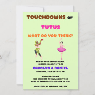 Touchdowns oder Tutus Geschlechtsenthüllungsfeier Einladung