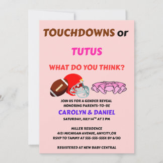 Touchdowns oder Tutus Geschlechtsenthüllungsfeier Einladung