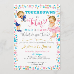 Touchdowns ou Tutus Gender Reveillez Invitation