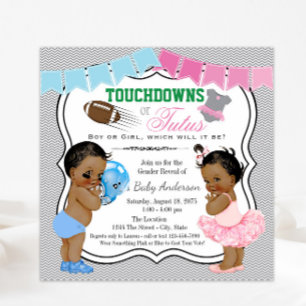 Touchdowns ou Tutus Genre Reveal Invitations