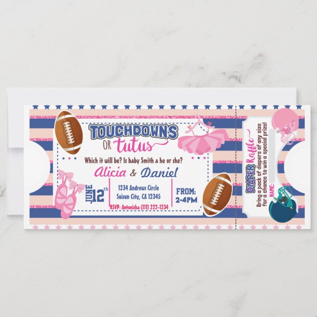 Touchdowns ou Tutus Invitation - tombola de couche (Devant)
