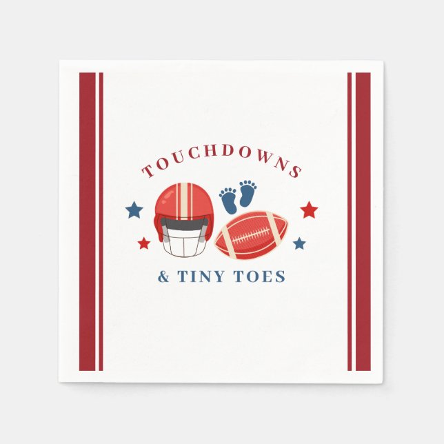 Touchdowns und Tiny Toes, Fußball-Babydusche Serviette (Vorderseite)