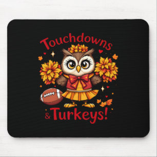 Touchdowns und Truthähne Herbst-Eulen-Fußball Mousepad