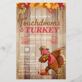 Touchdowns und Türkei Erntedank Einladung Flyer