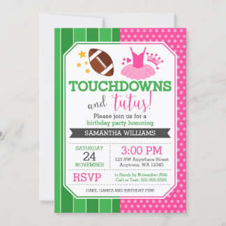 Touchdowns und Tutus Einladungen zum Geburtstag
