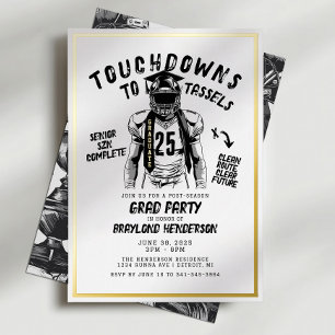 Touchdowns zum Tassels Football Grad Party Folieneinladung